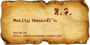 Matity Hasszán névjegykártya